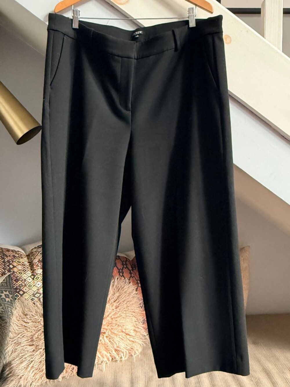 J. Crew Sydney Wide Leg Pant (Black, 18)